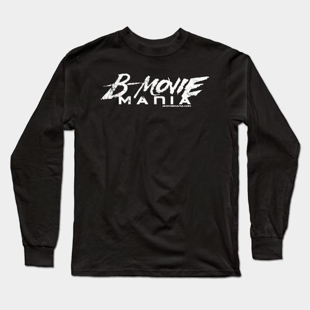 B-Movie Mania WHT Logo Long Sleeve T-Shirt by BMOVIEMANIA